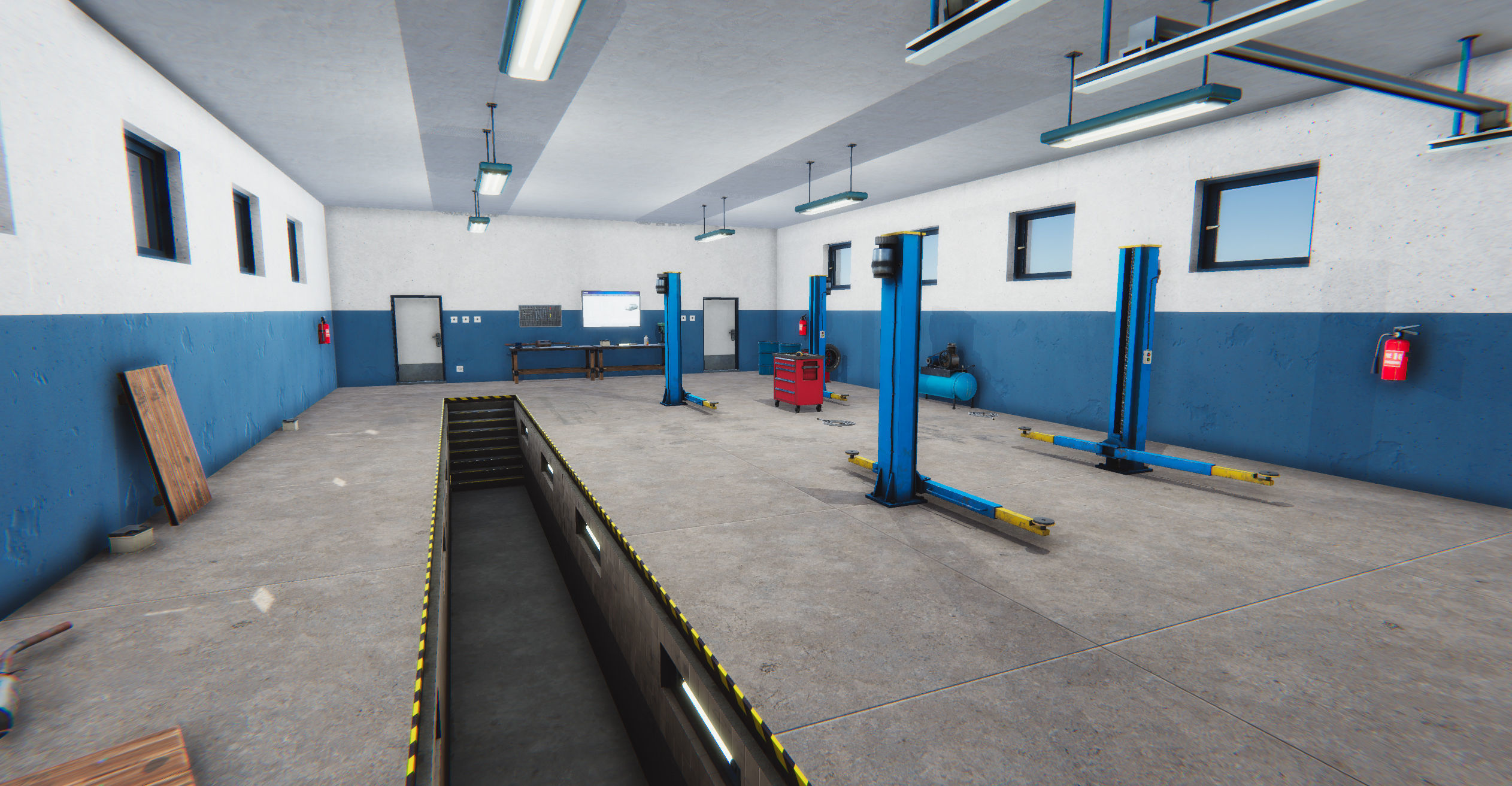 Modular Car Service Low-poly 3D model_2