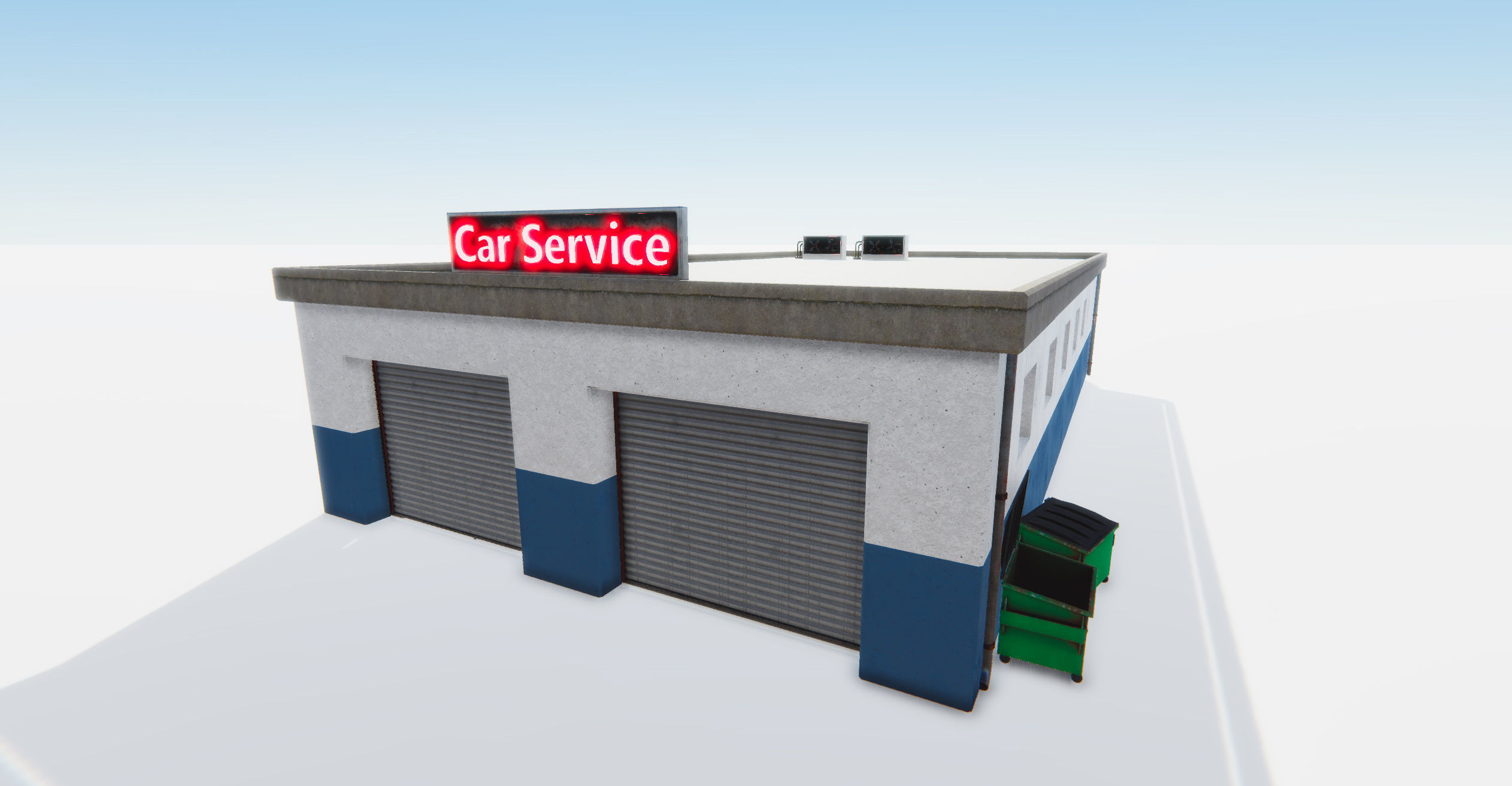 Modular Car Service Low-poly 3D model_19