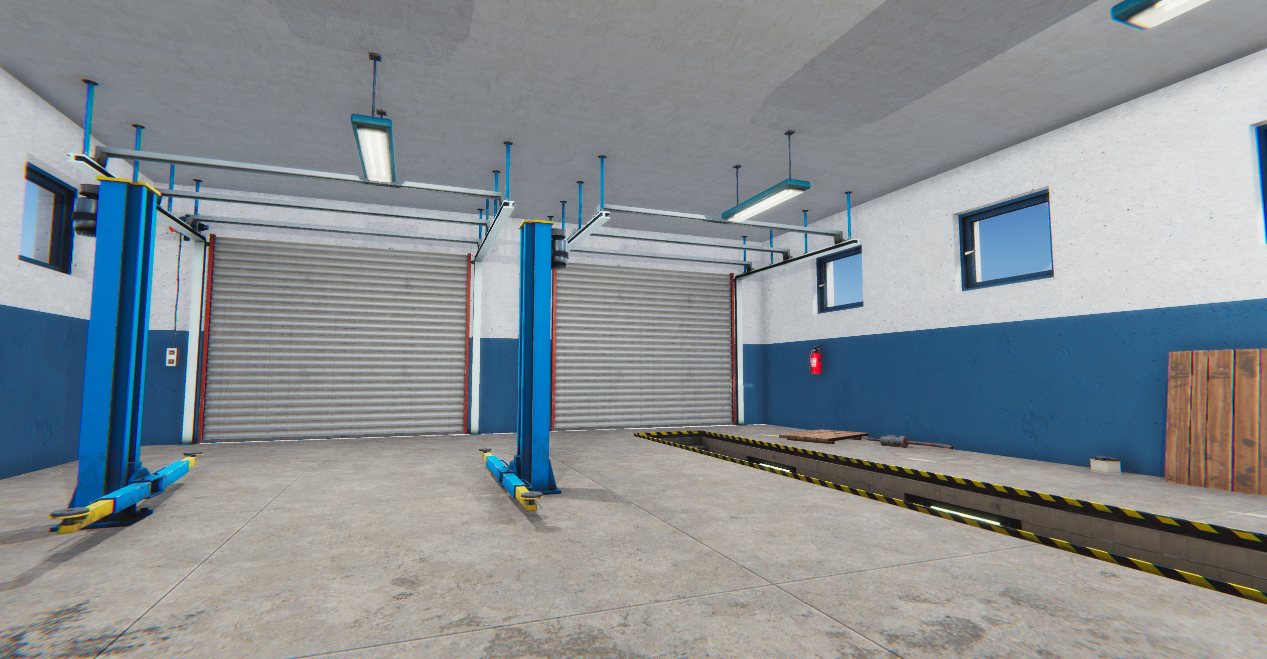 Modular Car Service Low-poly 3D model_11