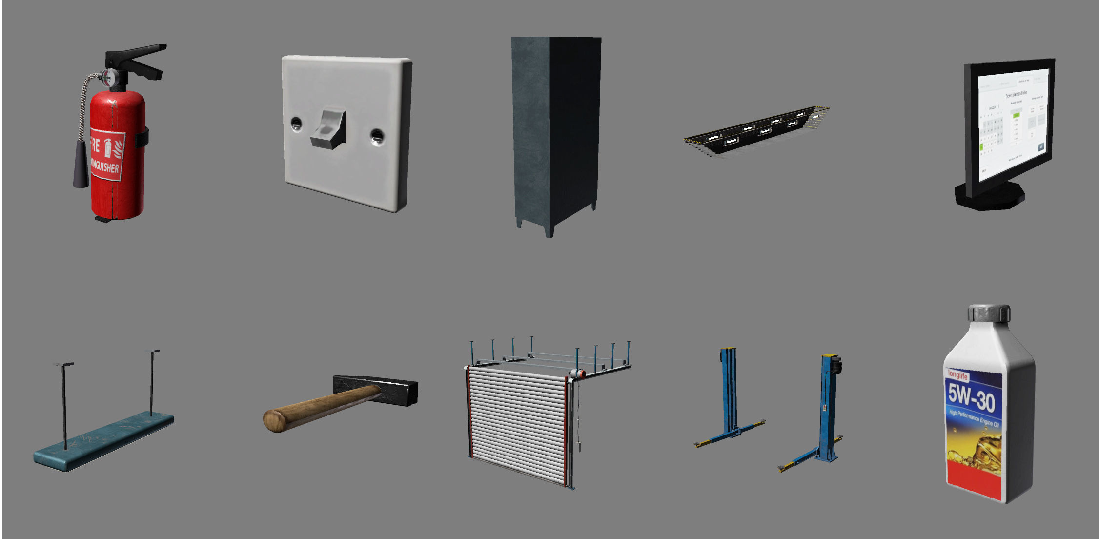 Modular Car Service Low-poly 3D model_16