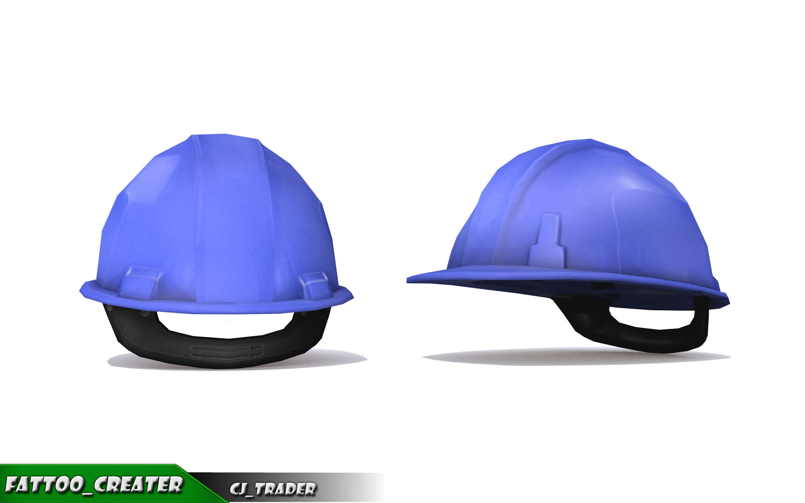 Worker Helmet Blue Safety Helmet Lowpoly 3d model Low-poly 3D model_5
