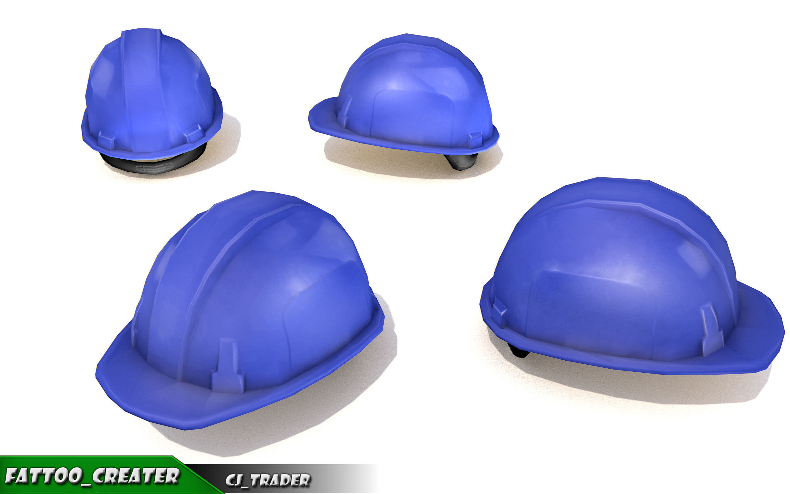 Worker Helmet Blue Safety Helmet Lowpoly 3d model Low-poly 3D model_3