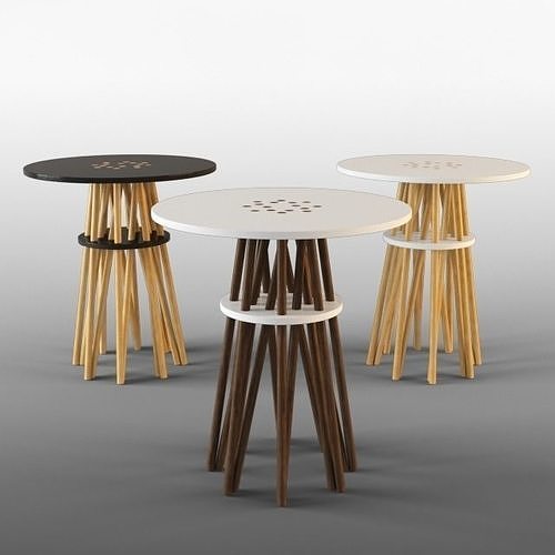 Table three tables with wooden sticks on top Free 3D model