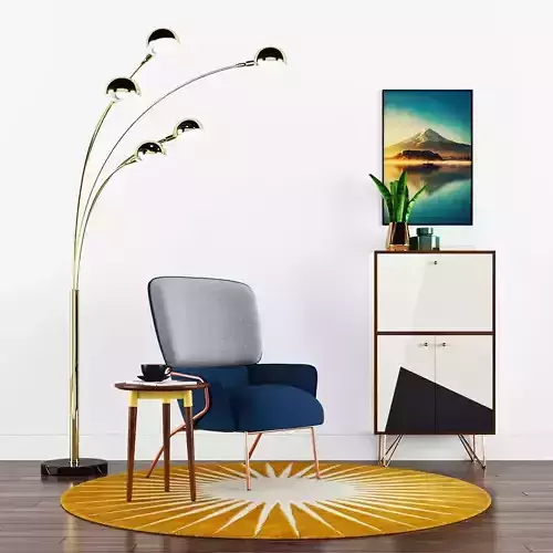 Cotton armchair Missana design Senk Floor Lamp Brass