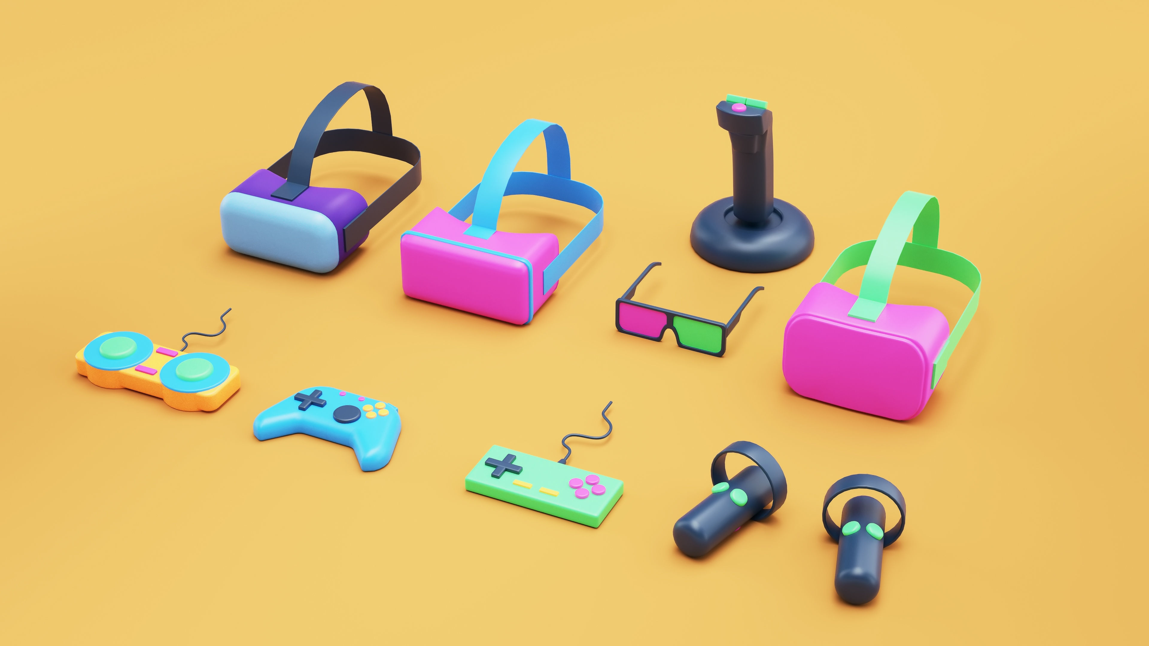Games Equipment Cartoon Simple 3D Style 3D model_0