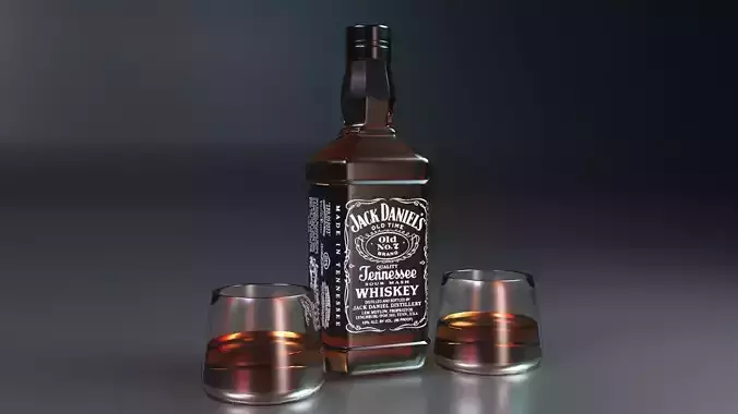Jack Daniels Whiskey and Two Glass