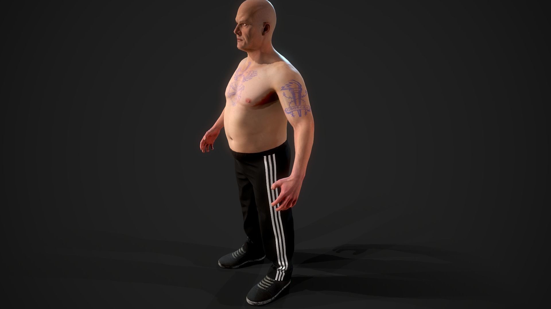 russian man gopnik rigged Low-poly 3D model_5