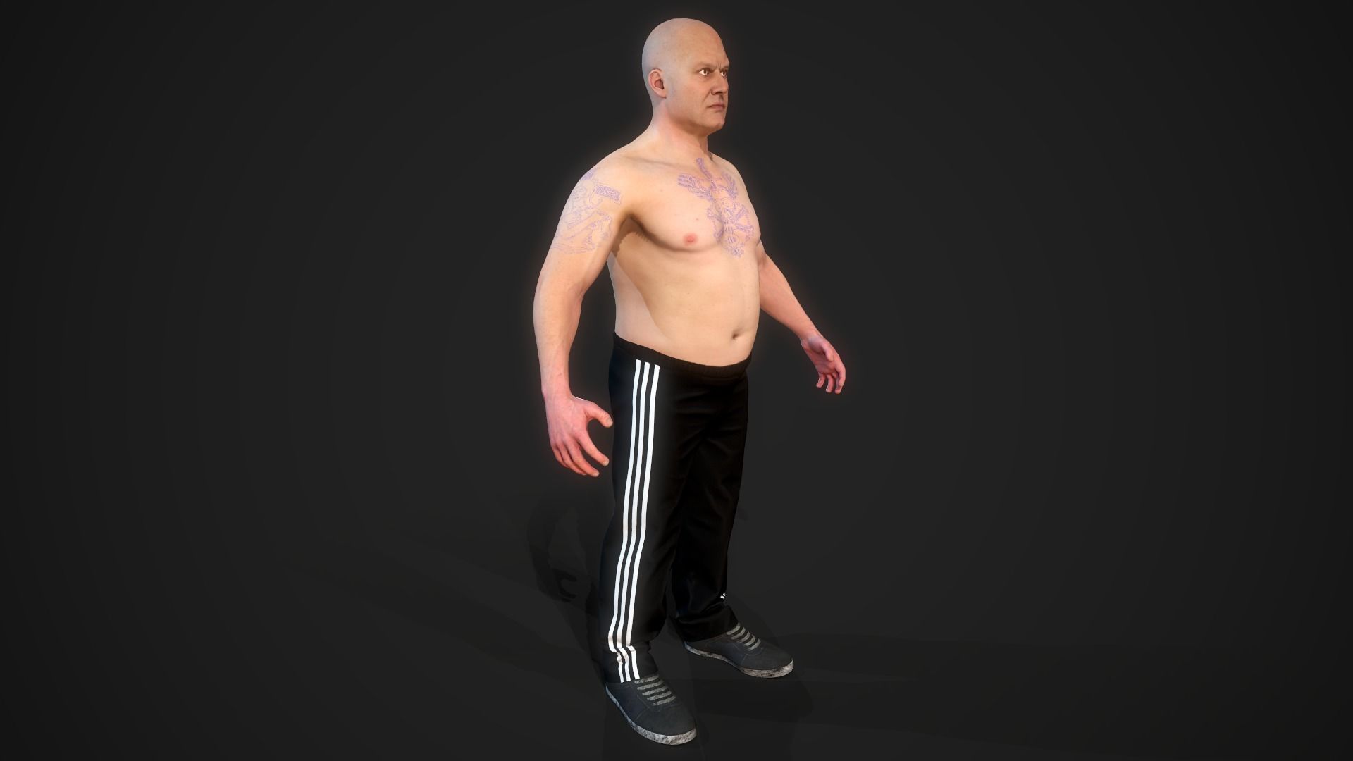 russian man gopnik rigged Low-poly 3D model_2