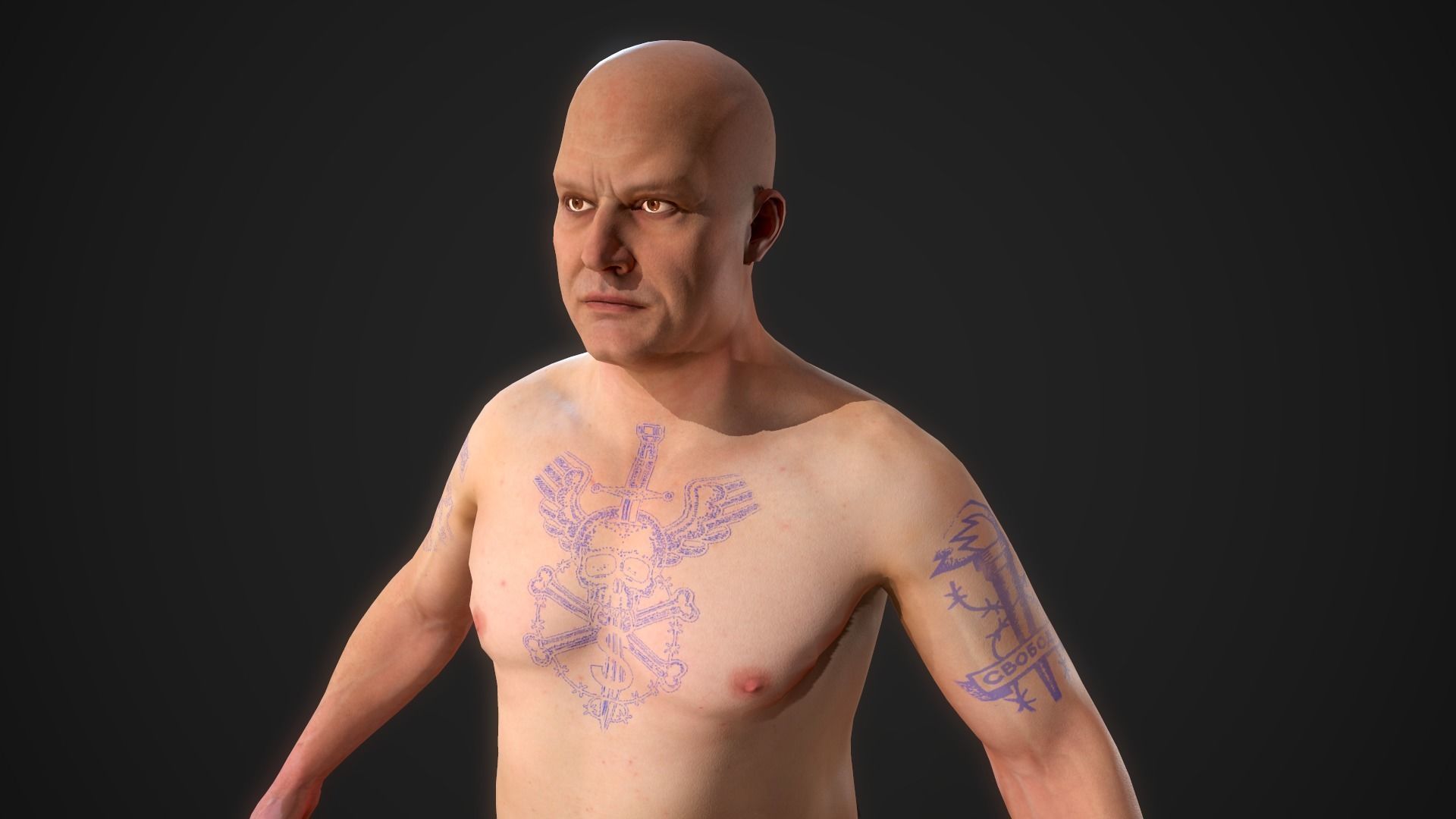 russian man gopnik rigged Low-poly 3D model_6