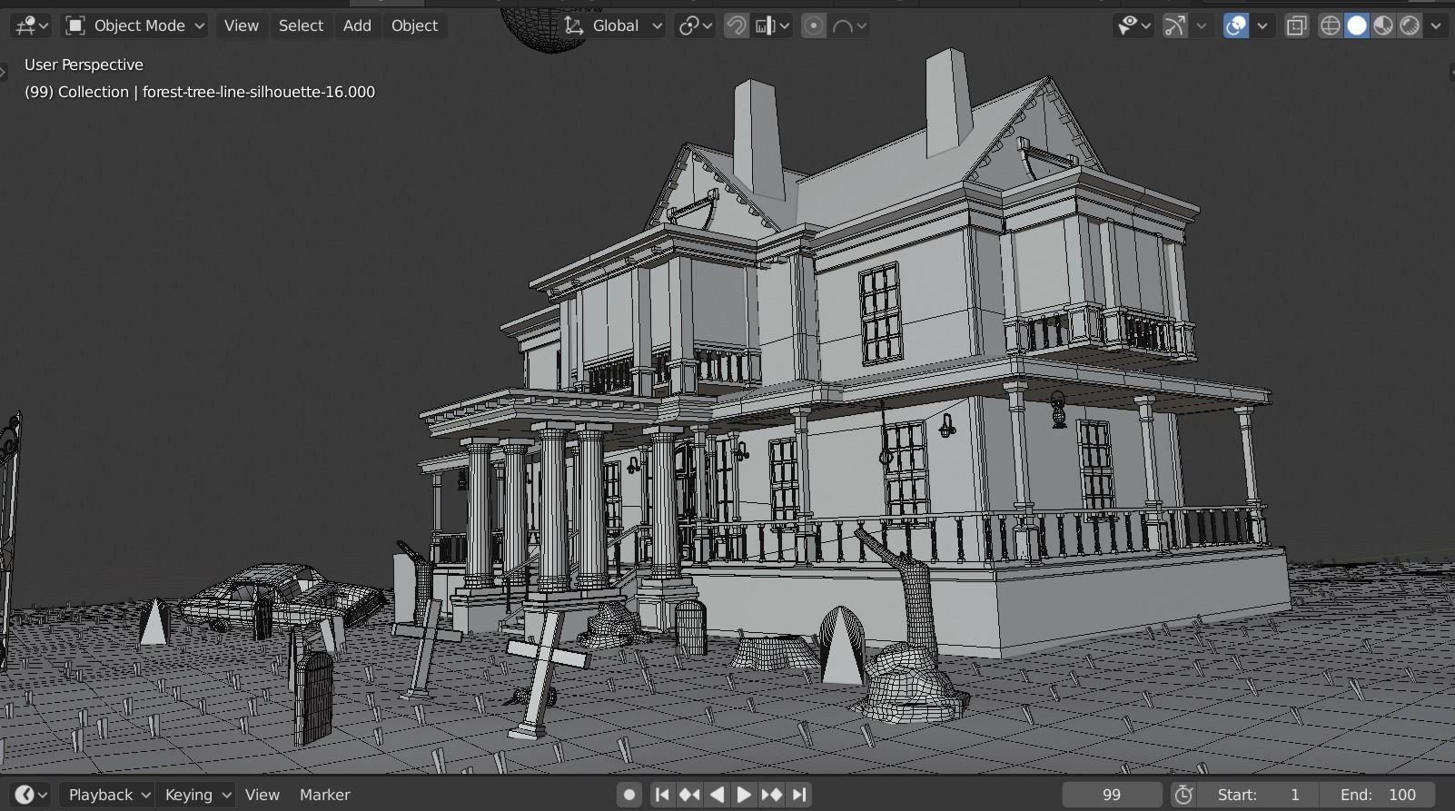 Haunted house 3d model Low-poly 3D model_8