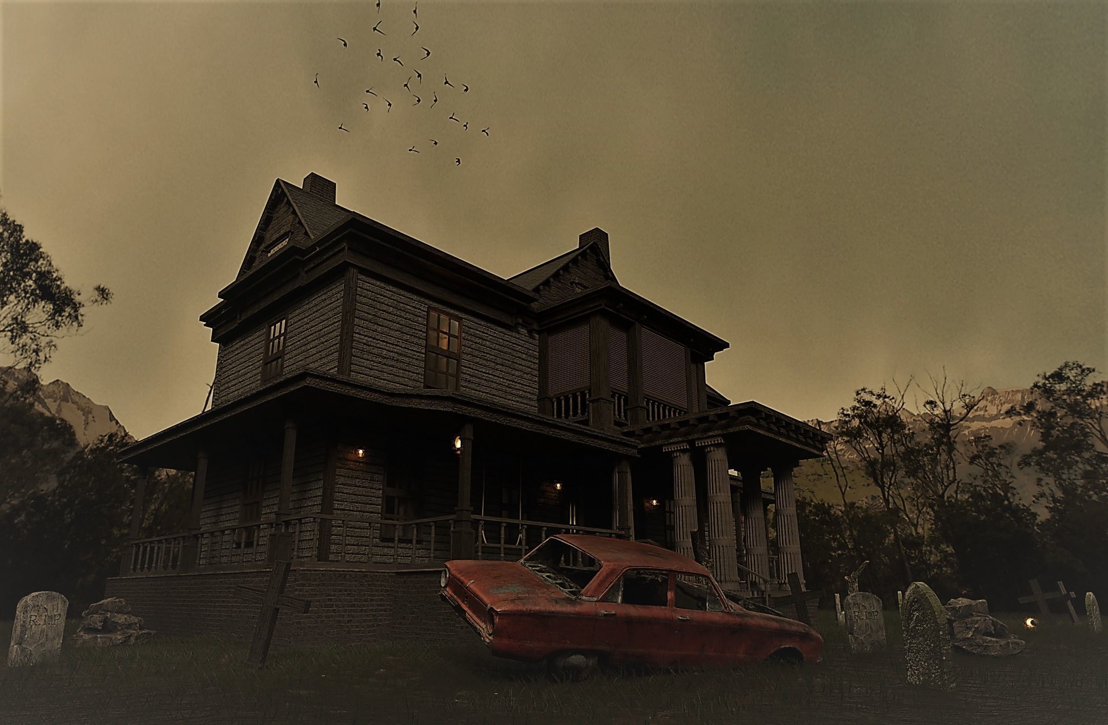 Haunted house 3d model Low-poly 3D model_4