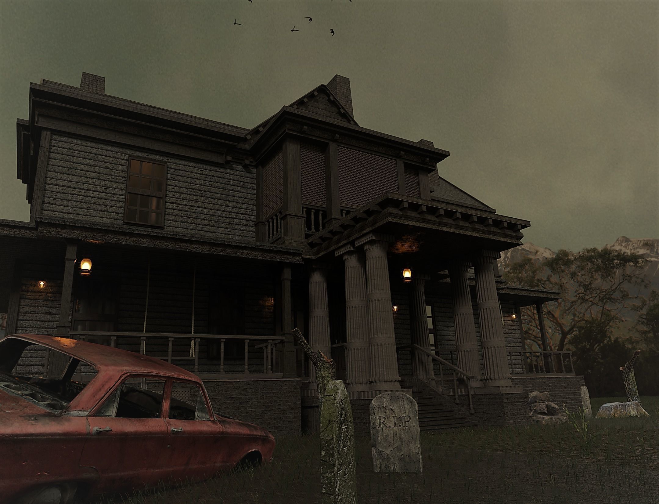 Haunted house 3d model Low-poly 3D model_3