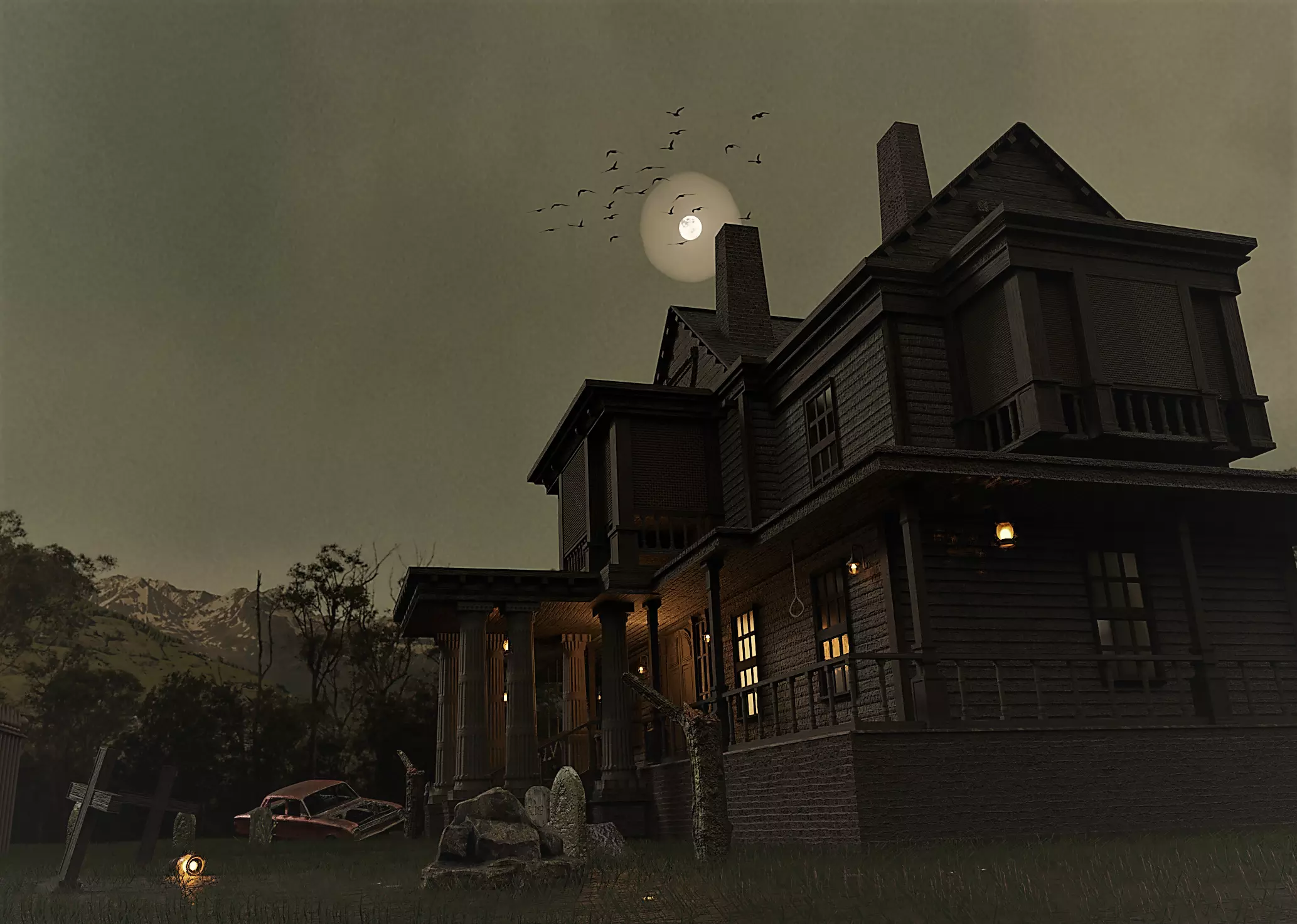 Haunted house 3d model Low-poly 3D model_0