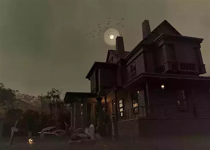 Haunted house 3d model Low-poly 3D model