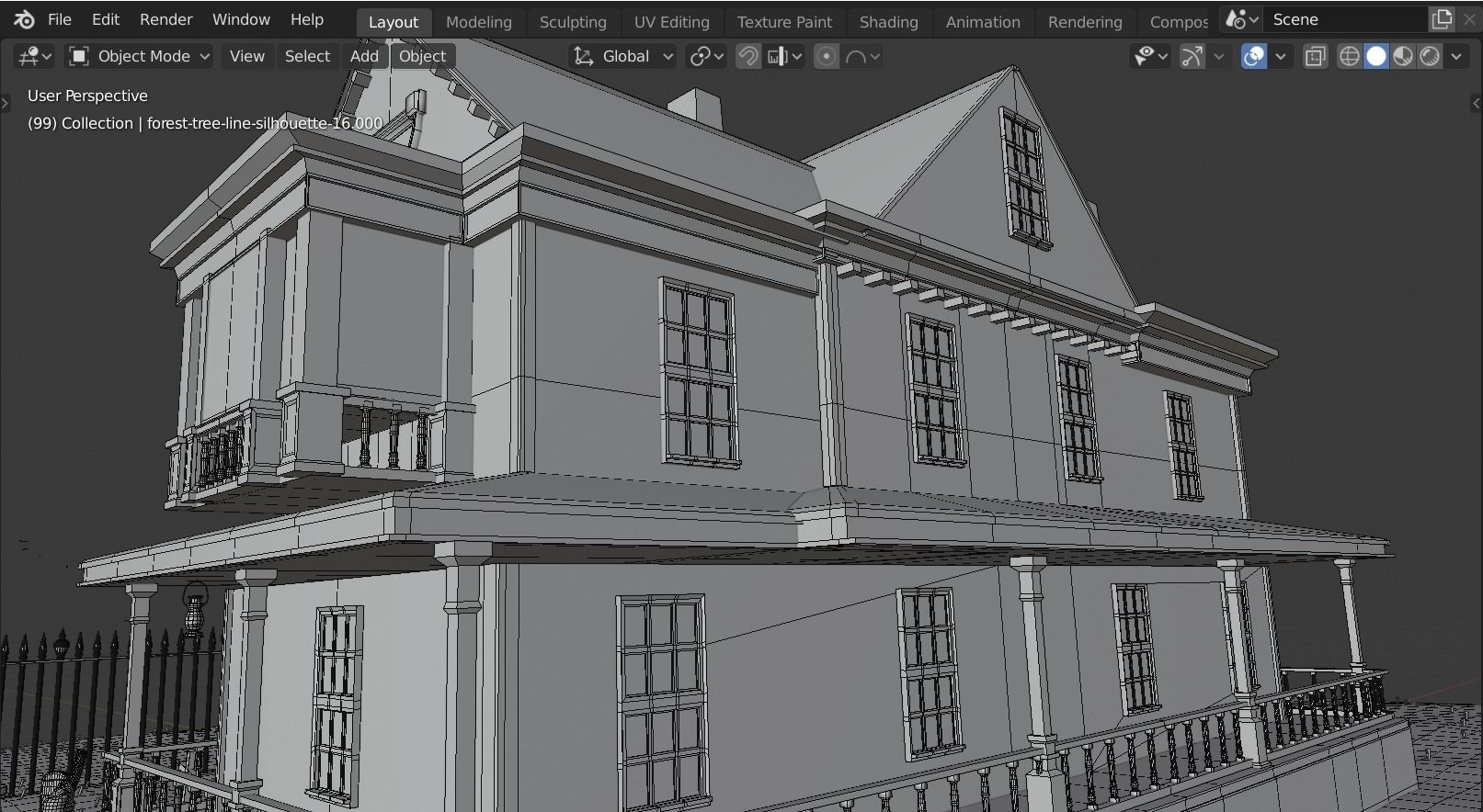 Haunted house 3d model Low-poly 3D model_11