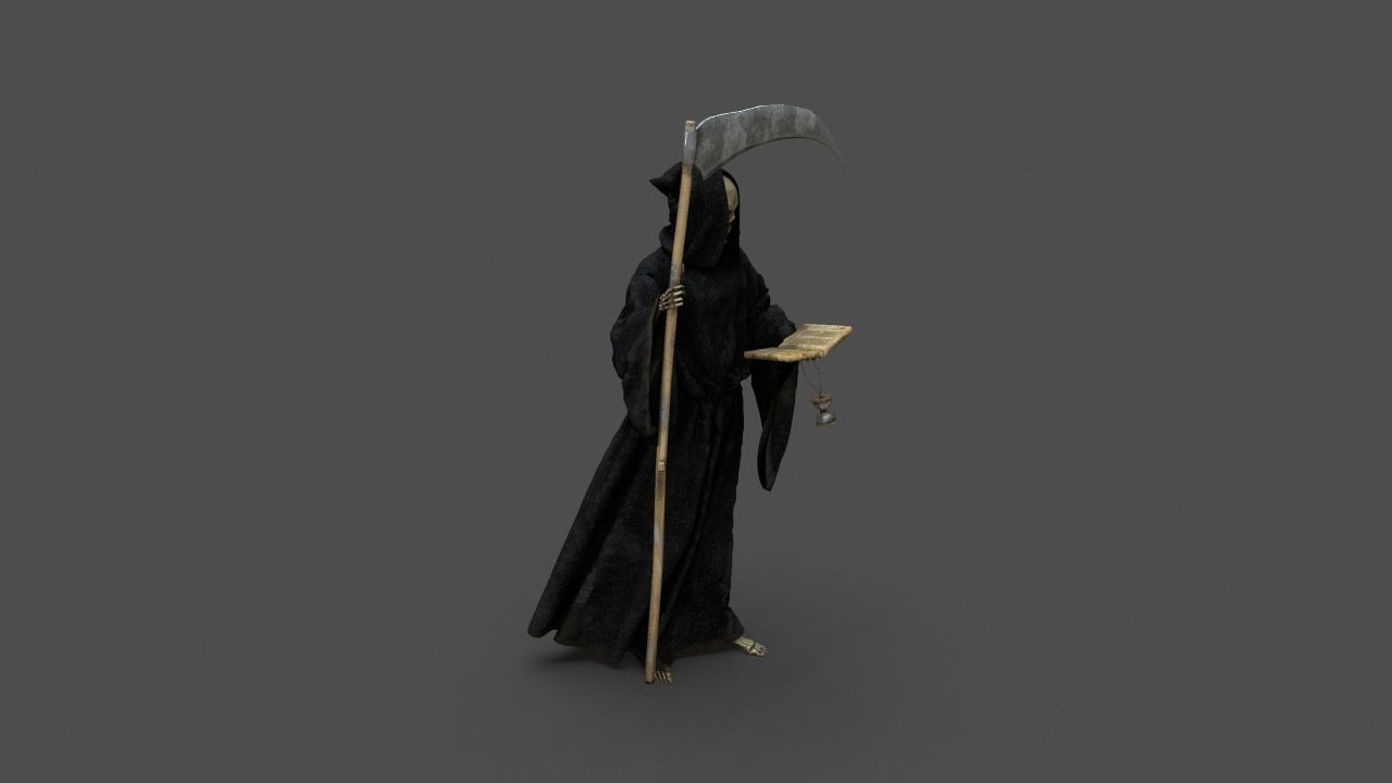 THE DEATH grim reaper holding scythe 3D model_33