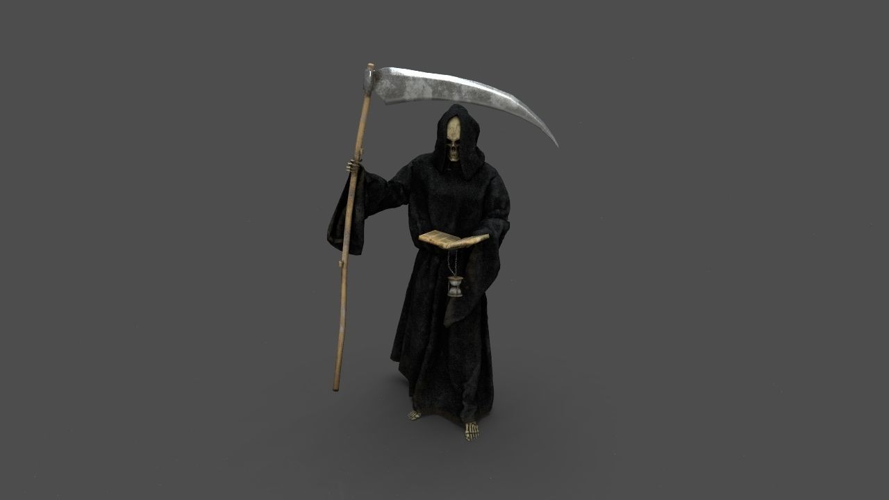 THE DEATH grim reaper holding scythe 3D model_18