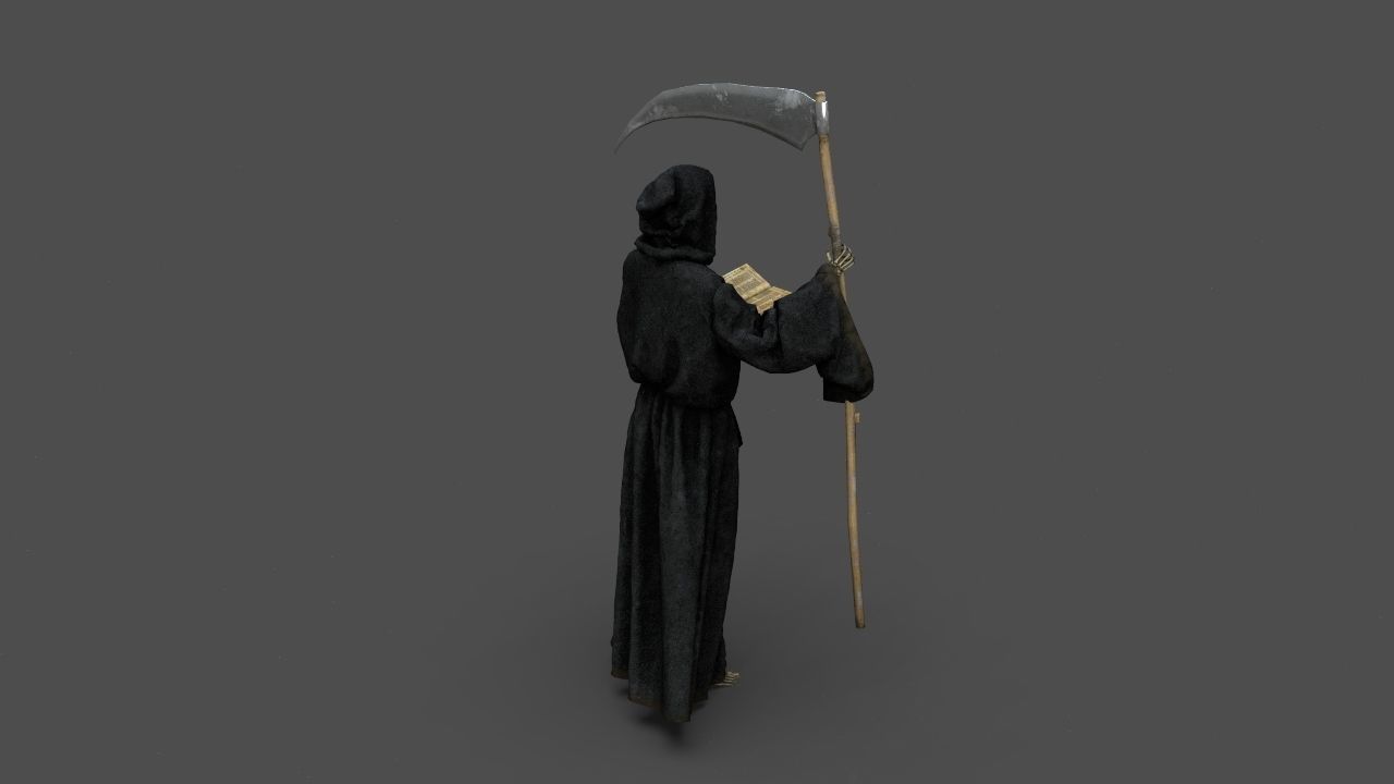 THE DEATH grim reaper holding scythe 3D model_30