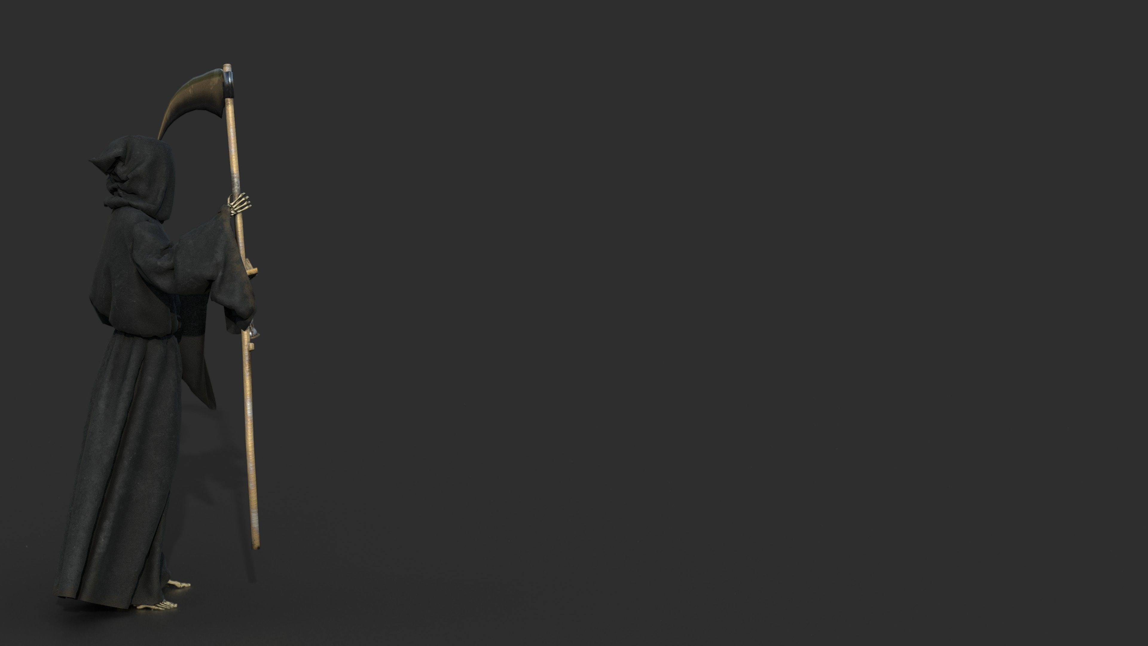 THE DEATH grim reaper holding scythe 3D model_8