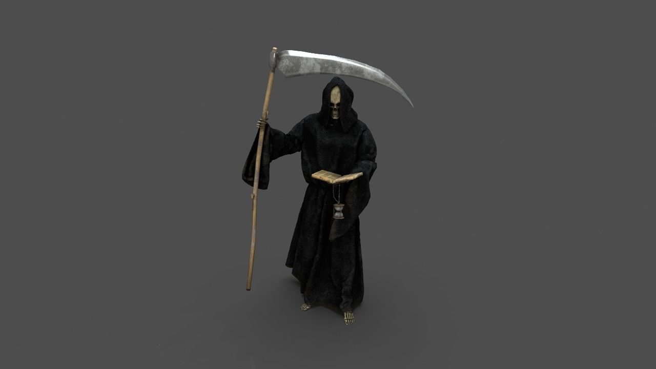 THE DEATH grim reaper holding scythe 3D model_31