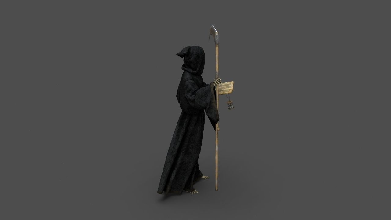 THE DEATH grim reaper holding scythe 3D model_32