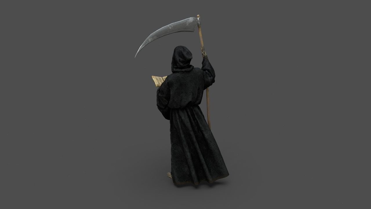 THE DEATH grim reaper holding scythe 3D model_28