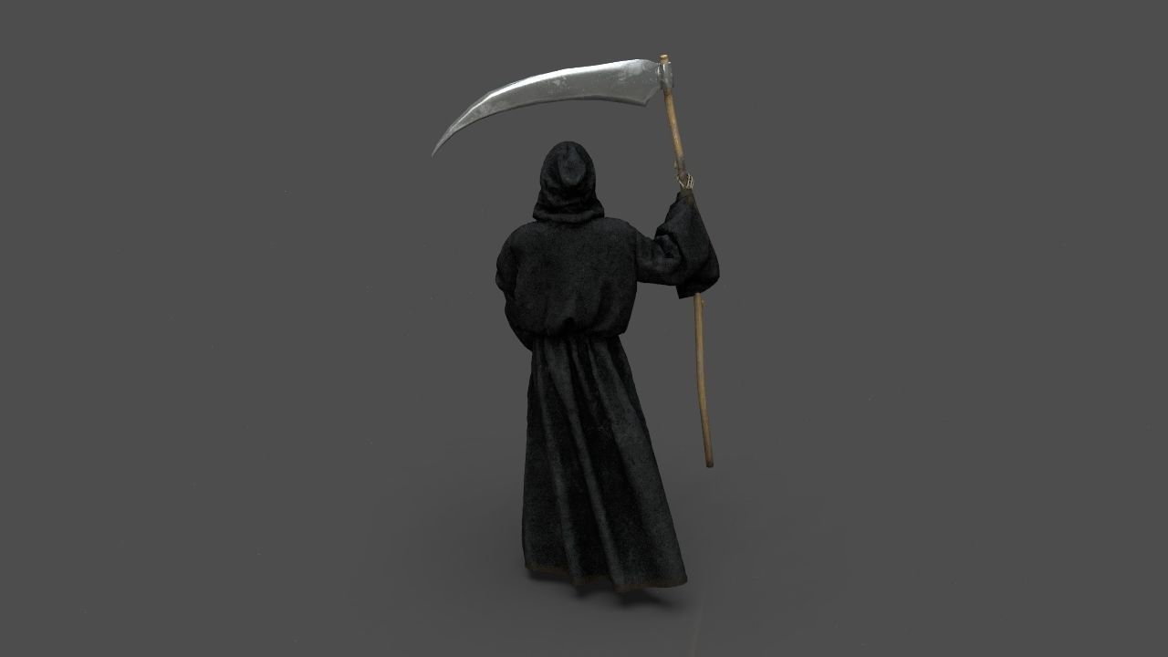 THE DEATH grim reaper holding scythe 3D model_24