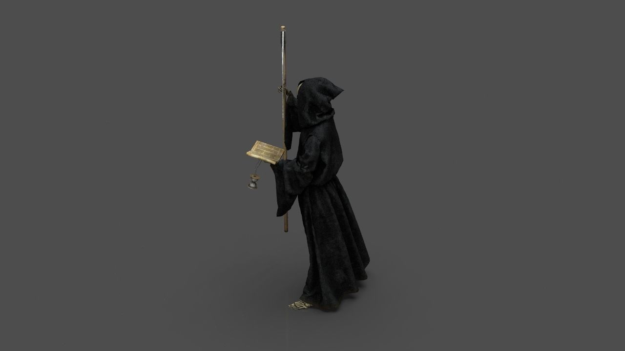THE DEATH grim reaper holding scythe 3D model_19