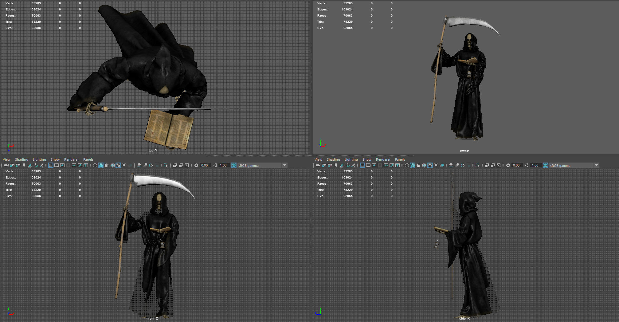 THE DEATH grim reaper holding scythe 3D model_12