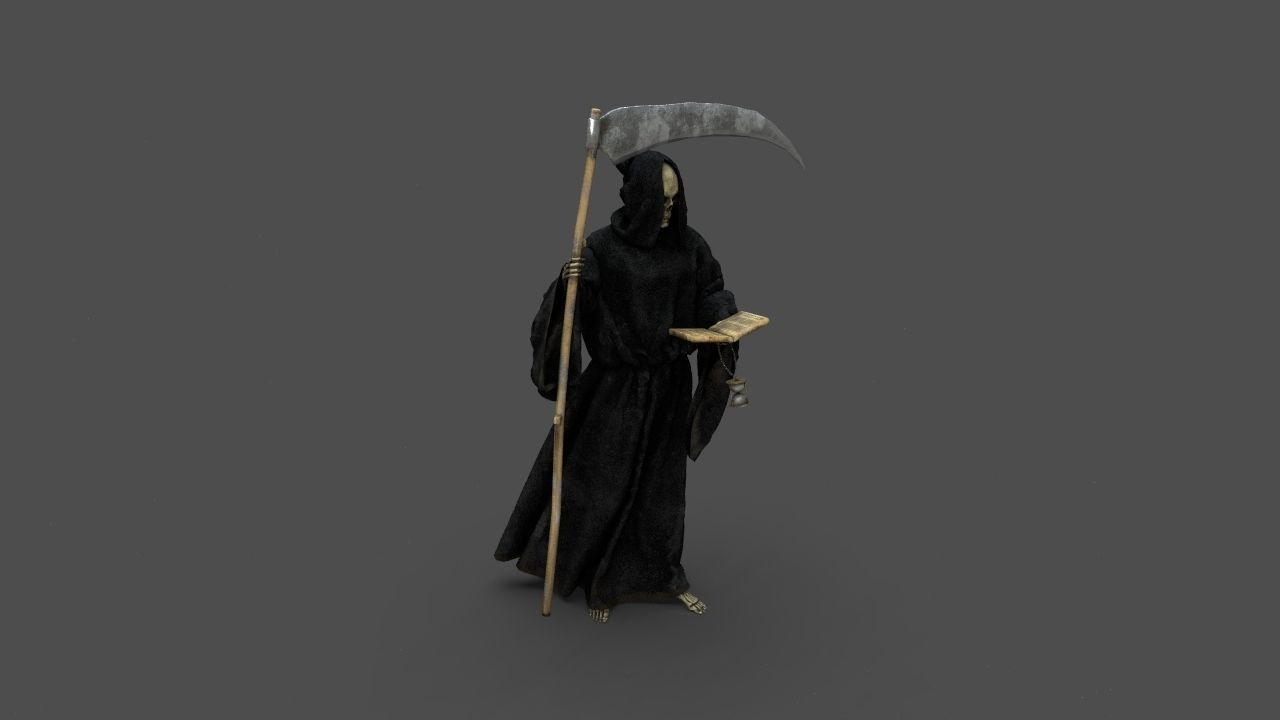 THE DEATH grim reaper holding scythe 3D model_35