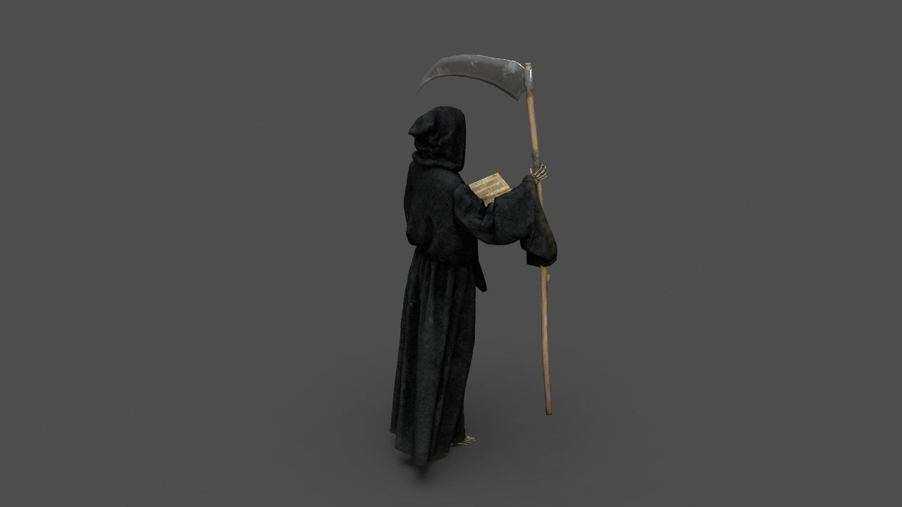THE DEATH grim reaper holding scythe 3D model_34