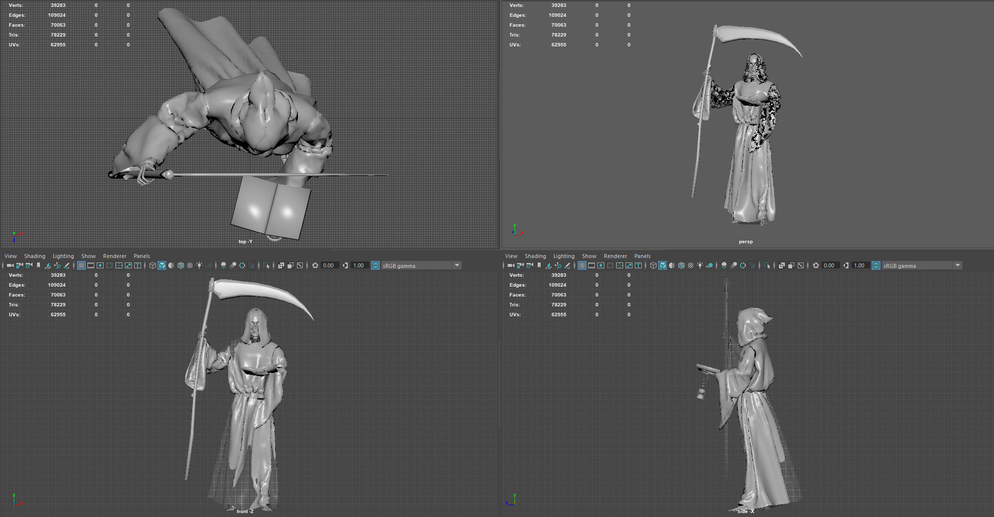 THE DEATH grim reaper holding scythe 3D model_13