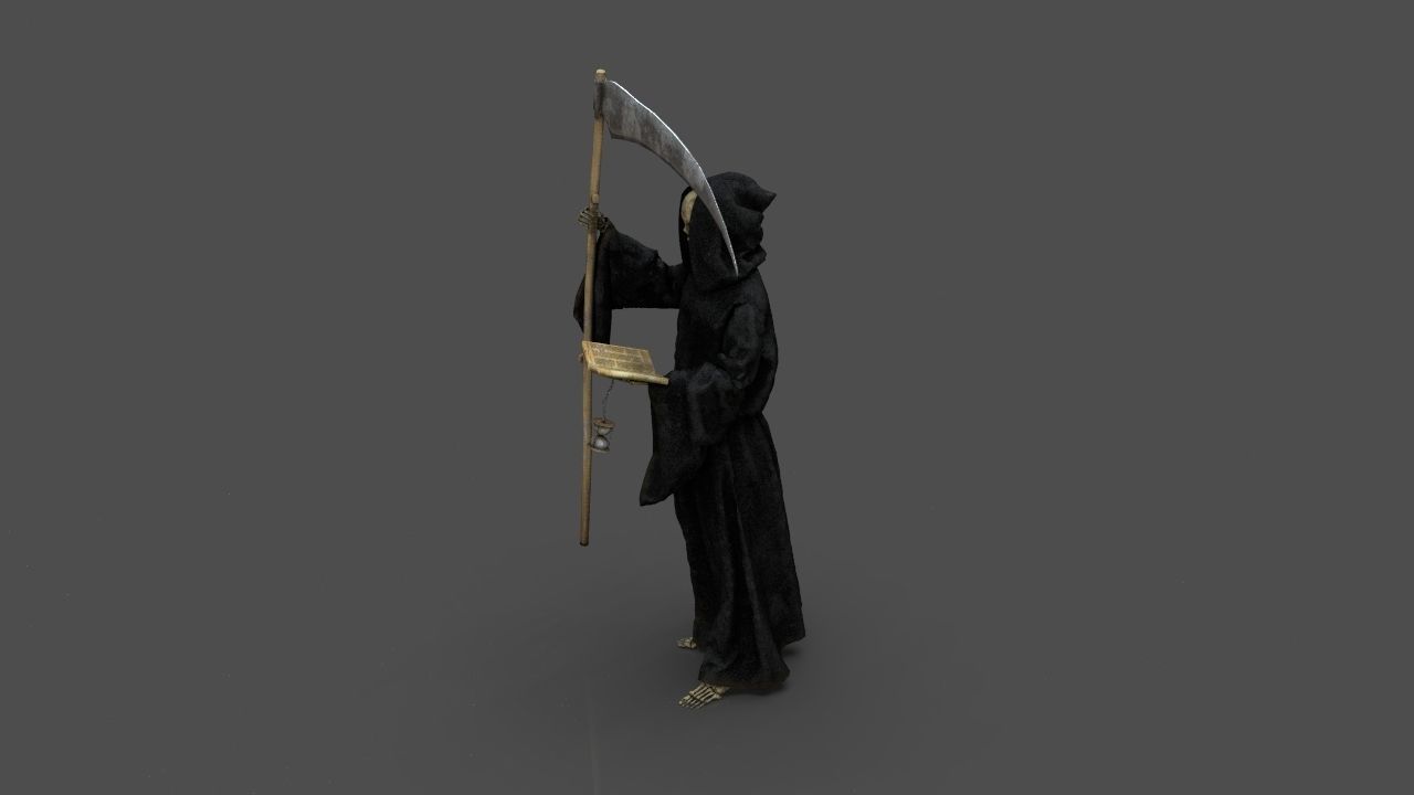 THE DEATH grim reaper holding scythe 3D model_25