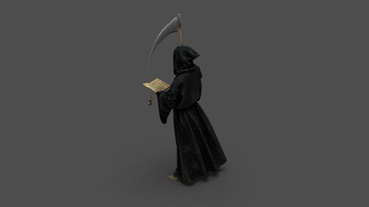 THE DEATH grim reaper holding scythe 3D model_21