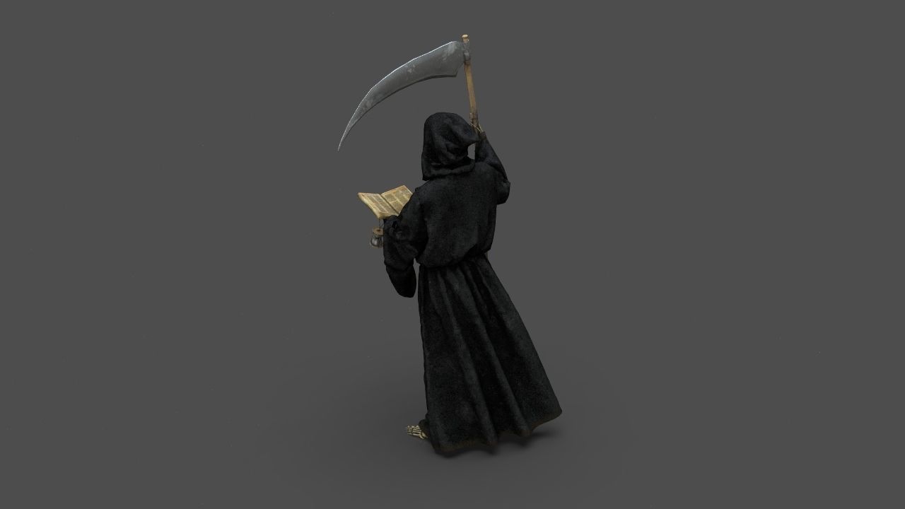 THE DEATH grim reaper holding scythe 3D model_29
