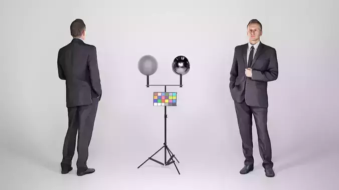 Respectable man in a black suit 128 Low-poly 3D model