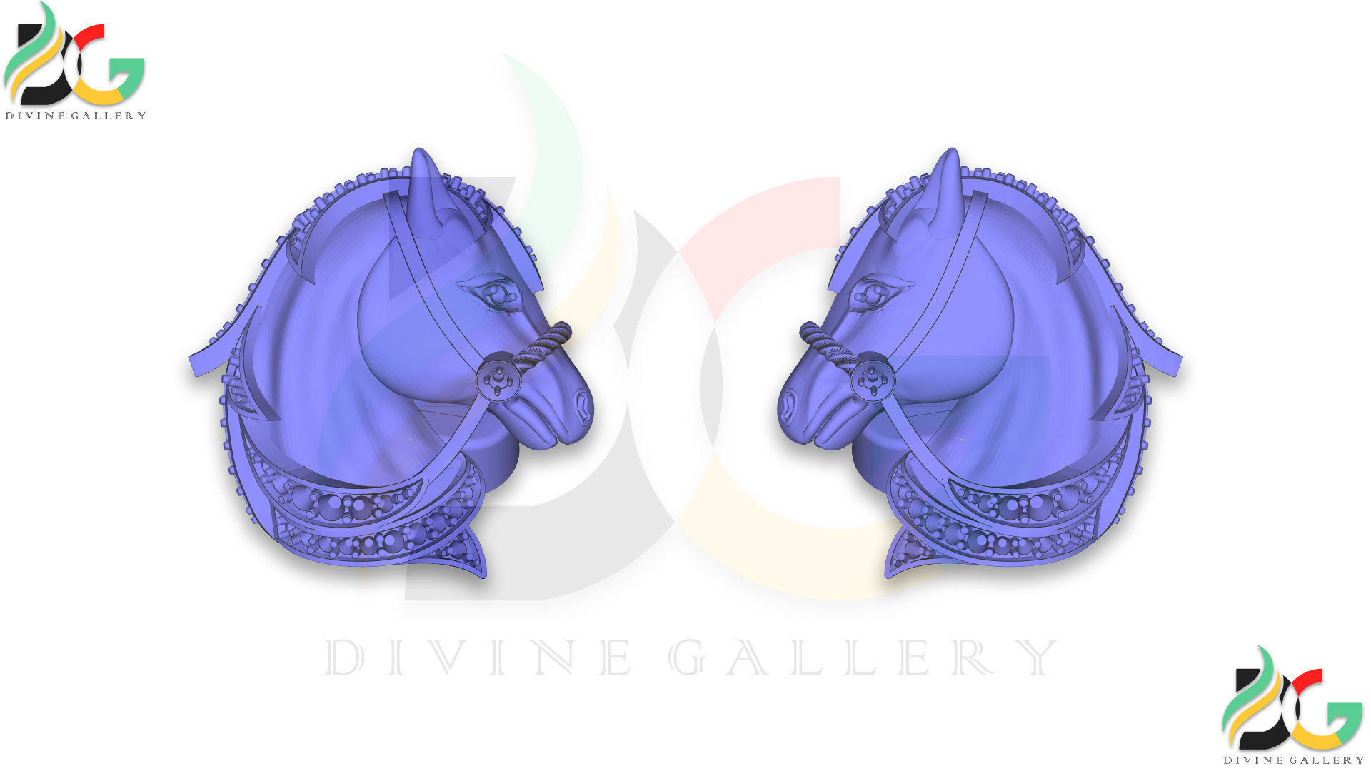 Horse Cufflink 3D print model_6