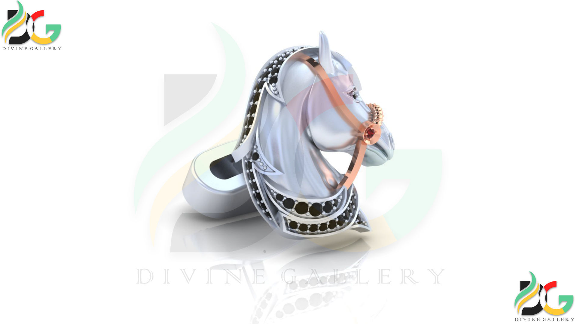 Horse Cufflink 3D print model_1
