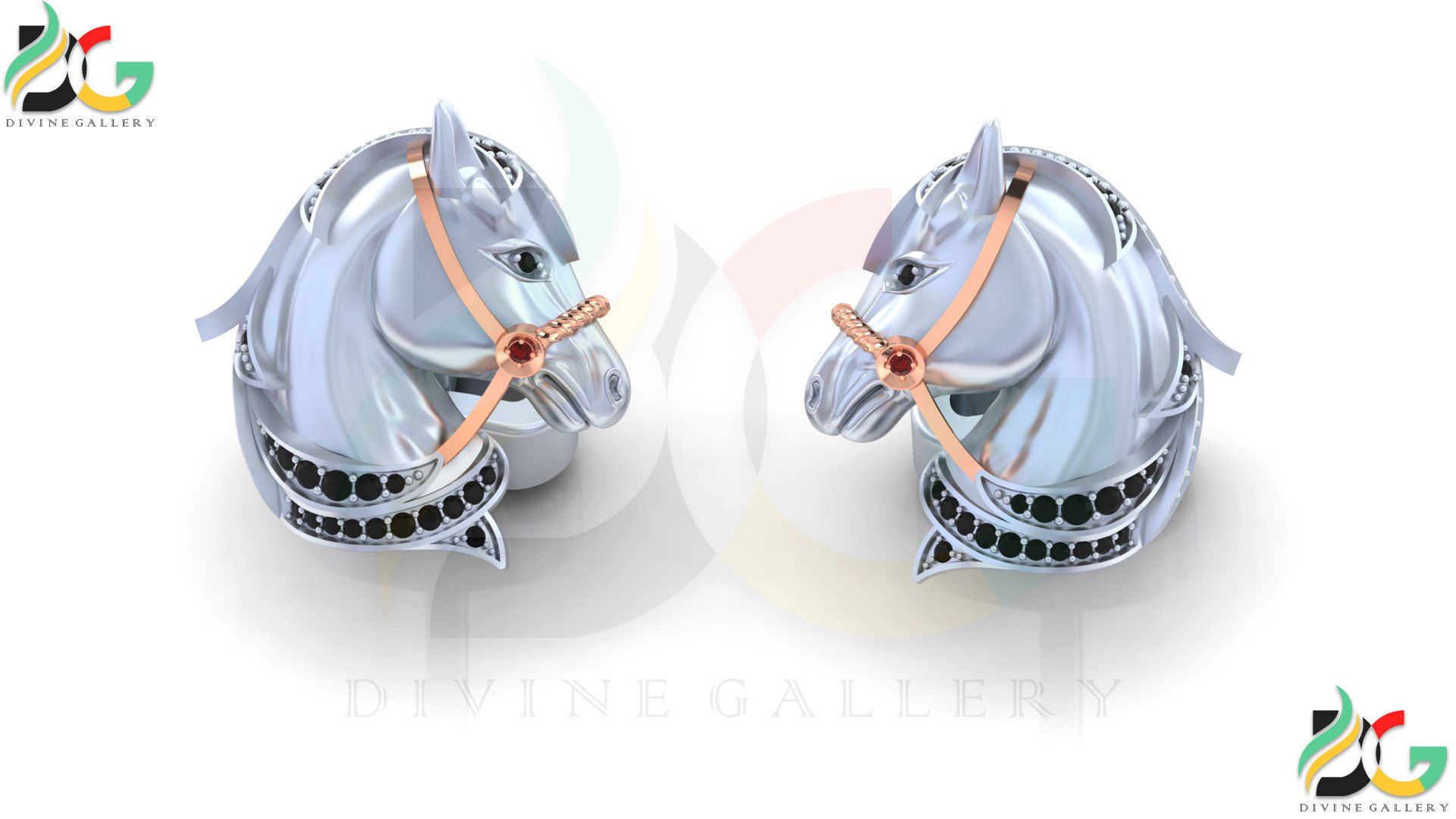 Horse Cufflink 3D print model_4