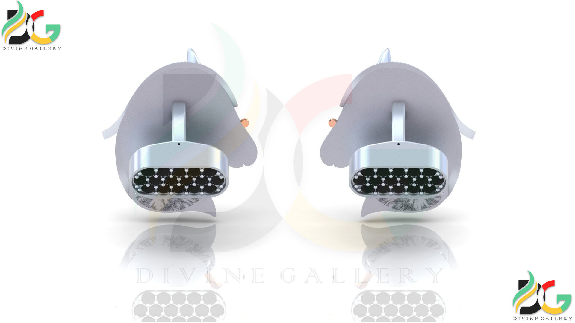 Horse Cufflink 3D print model_3