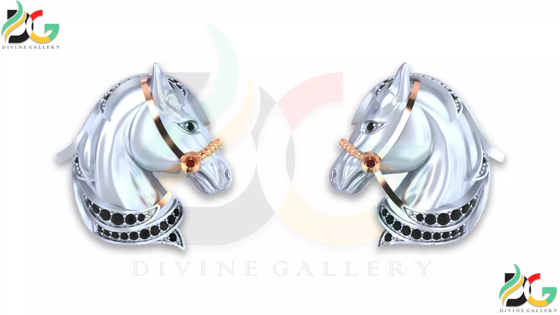 Horse Cufflink 3D print model_0