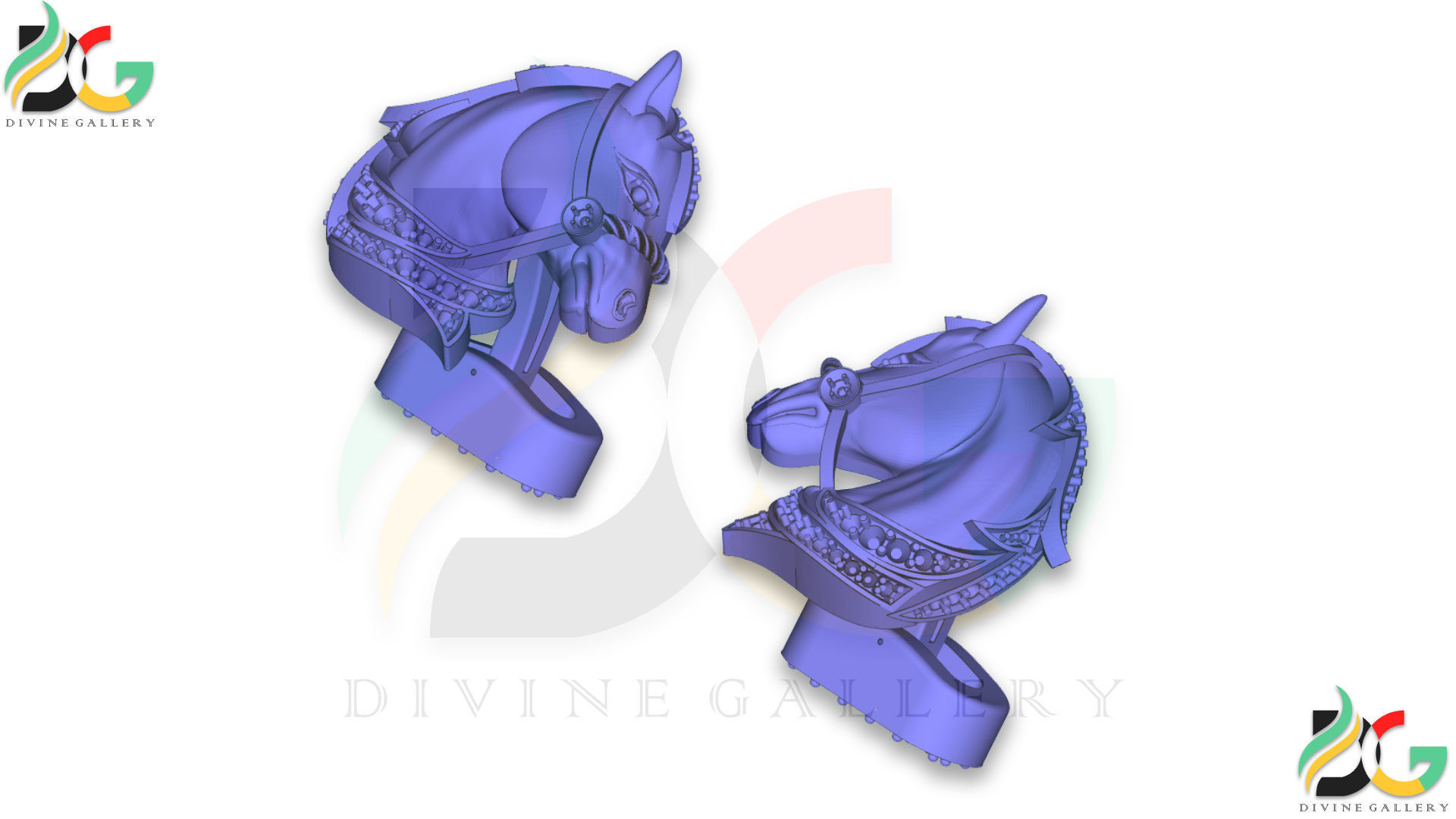 Horse Cufflink 3D print model_7