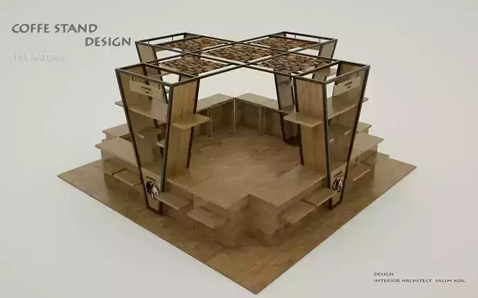 coffe stand Low-poly 3D model