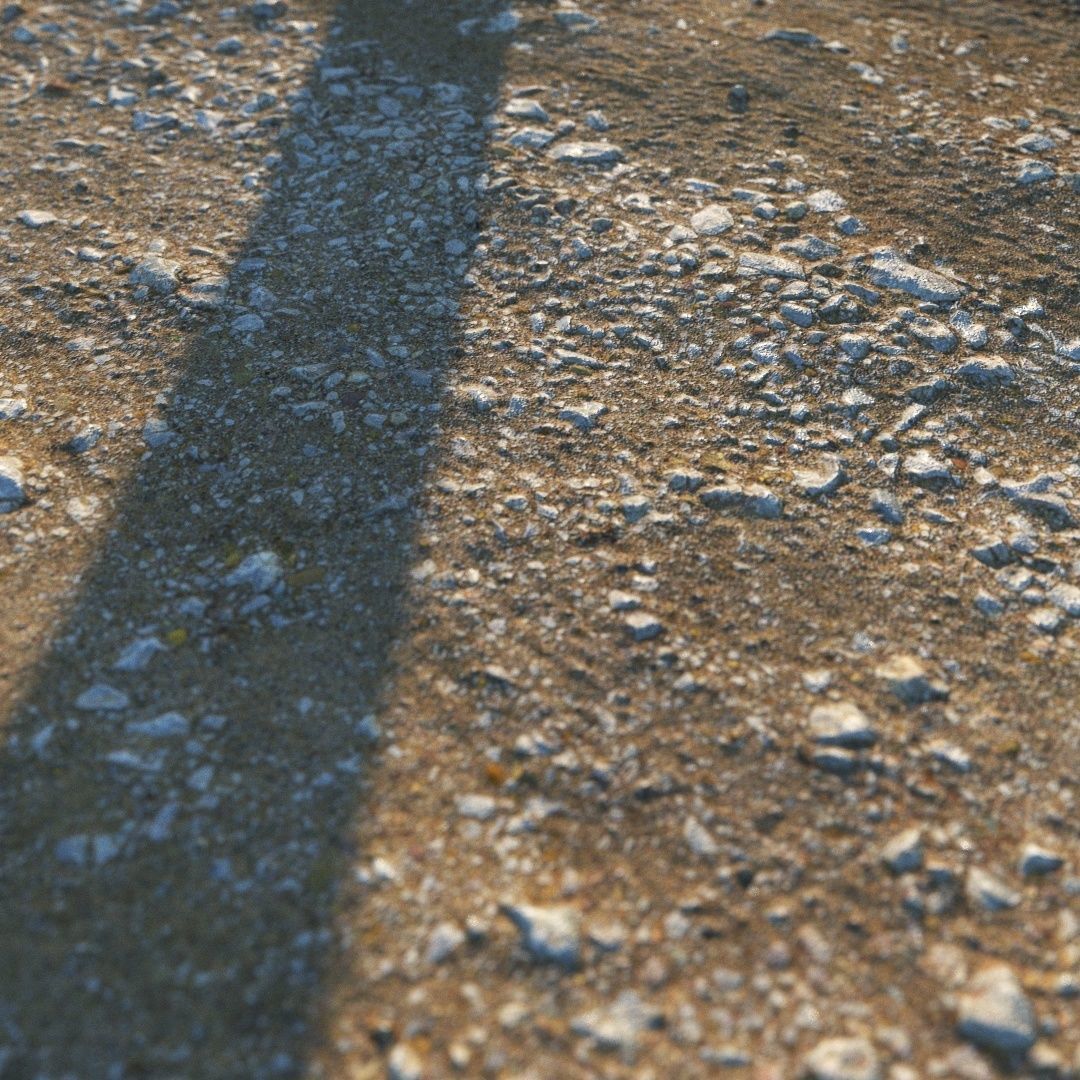 Summer gravel road 01 25 meters Low-poly 3D model_6