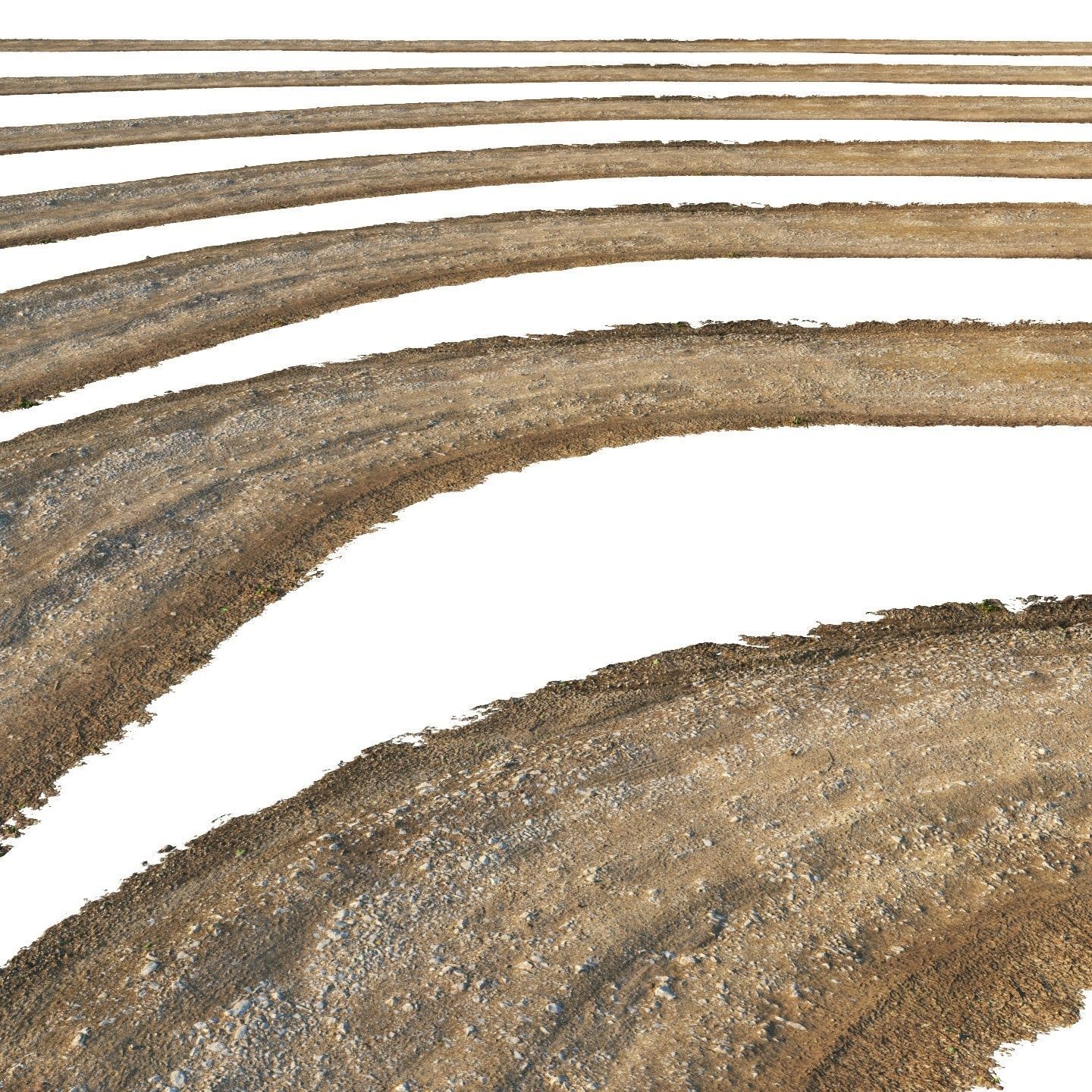 Summer gravel road 01 25 meters Low-poly 3D model_5