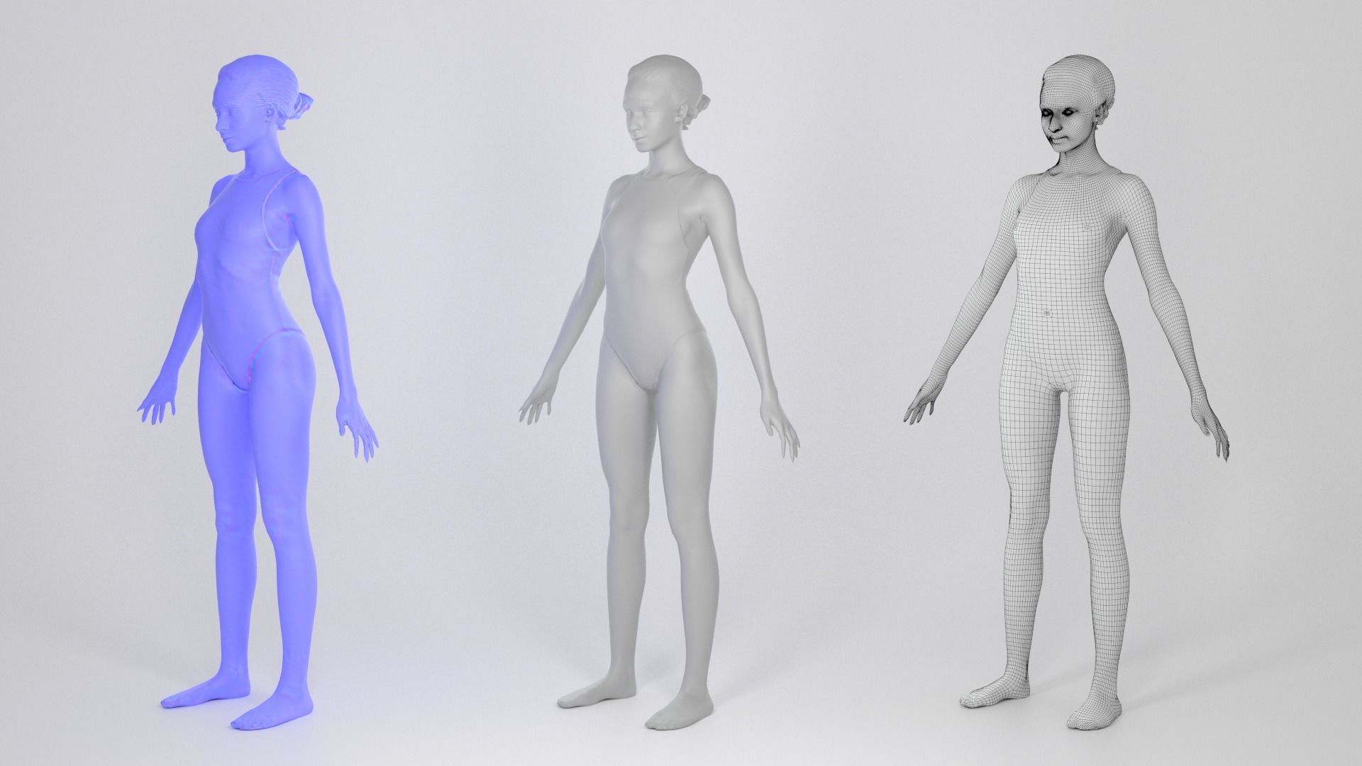 Female in nude bodysuit 178 Low-poly 3D model_3