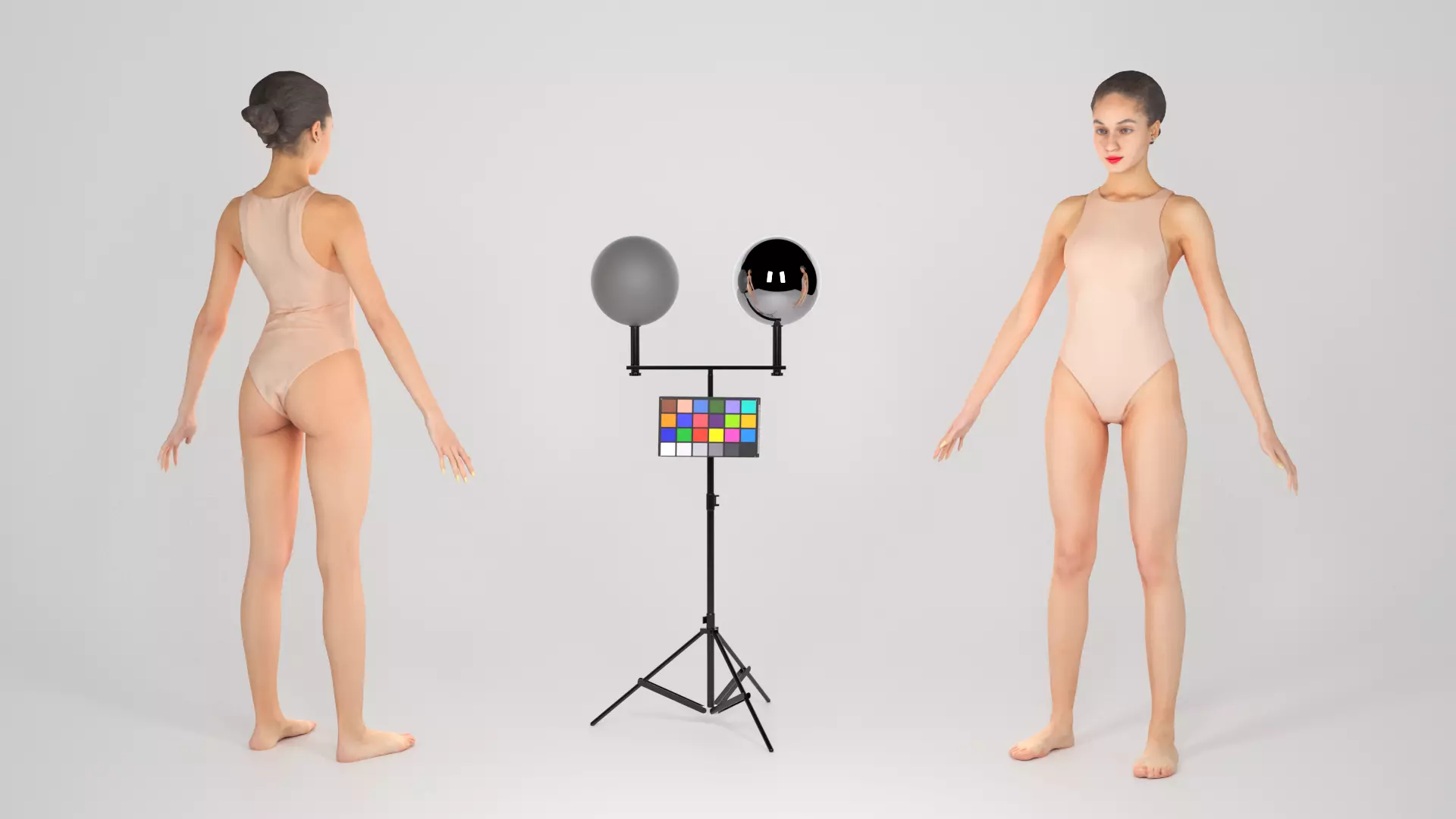 Female in nude bodysuit 178 Low-poly 3D model_0