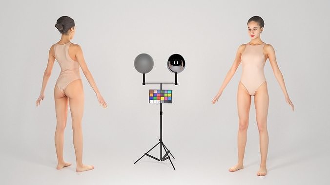 Female in nude bodysuit 178 Low-poly 3D model