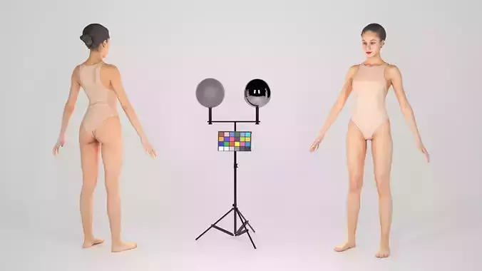 Female in nude bodysuit 178 Low-poly 3D model