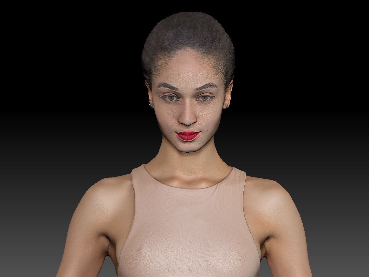 Female in nude bodysuit 178 Low-poly 3D model_6